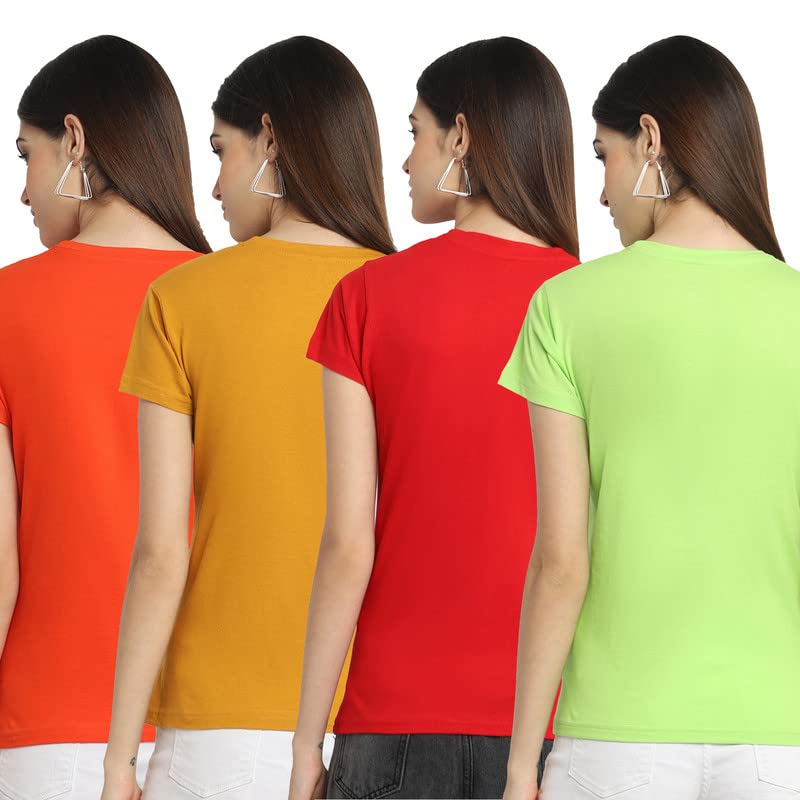 Preneum Womens Cotton Regular Fit Latest Graphic Stylish Printed Short Sleeves Casual T-Shirt || Trendy Designs & Stylish (Pack