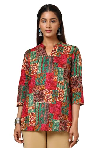 Soch Womens Maroon Cotton Blend Ethnic Motifs Print Tunic