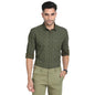 Turtle Men Cotton Tencel Slim Fit Dark Green Printed Casual Shirt