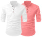 Finivo Fashion Combo Of MenS Regular Fit Cotton Blend Solid Full Sleeves Kurta | Short Kurta For Men (Pack Of 2)