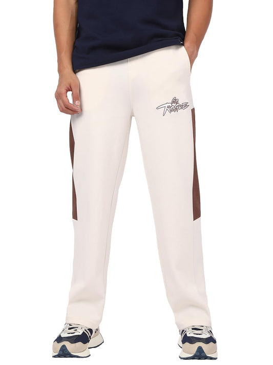 Bewakoof Mens Color Block Oversized Fit Poplin Cotton Track Pant_666390_Beige_XL
