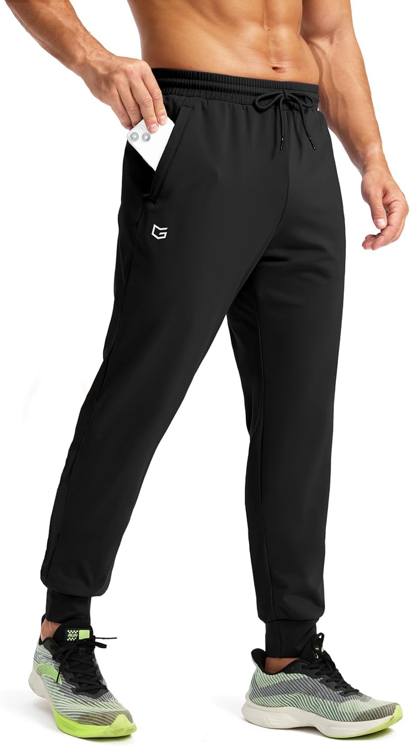 CB-COLEBROOK Mens Fleece Joggers with Zipper Pockets Solid TreckPants Water Resistant Athletic Workout Gym Sweatpants for Men (