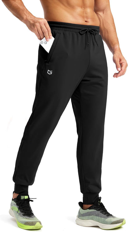 CB-COLEBROOK Mens Fleece Joggers with Zipper Pockets Solid TreckPants Water Resistant Athletic Workout Gym Sweatpants for Men (
