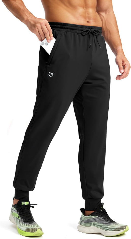 CB-COLEBROOK Mens Fleece Joggers with Zipper Pockets Solid TreckPants Water Resistant Athletic Workout Gym Sweatpants for Men (
