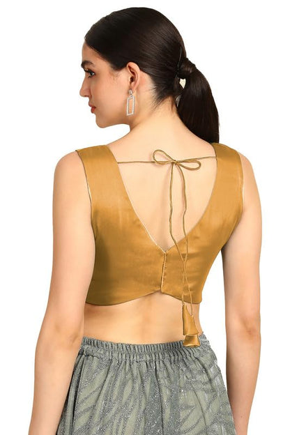 Soch Womens Mustard V-Neck Princess Line Tissue Padded Blouse