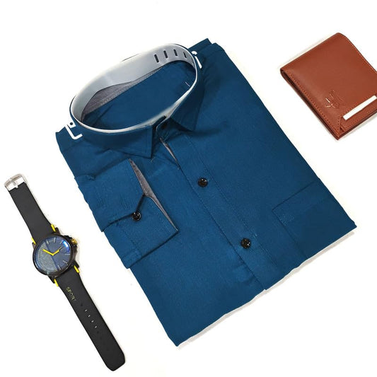 PinkMint Casual Shirt for Men ll Front Pocket Shirt ll Stylish Long Sleeve Shirt ll Soild Slim Fit (Pack of 1)