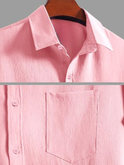 Pinkmint Mens Solid Classic Fit Shirt Pink