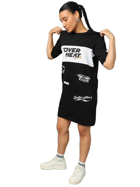 Bewakoof WomenS Typography Oversized Dress_584765_Black_Xl