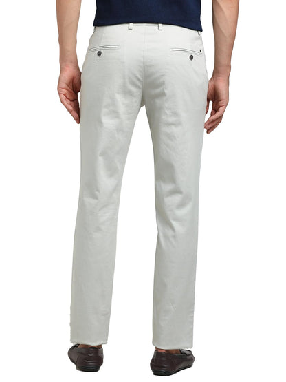 Turtle Men Cotton Stretch Ultra Slim Fit Off White Casual Trouser