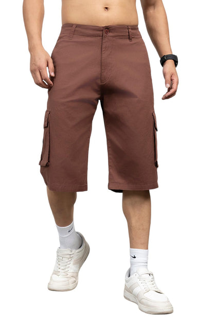 Hubberholme Men Cotton Relaxed Fit Mid-Rise Knee Length Shorts 3