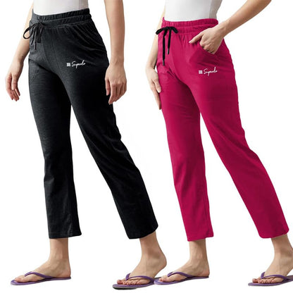 Pinkmint Cotton Style Pyjamas for Women Combo l Stylish Side 2 Pockets l Gym Wear l Comfortable Track Pant