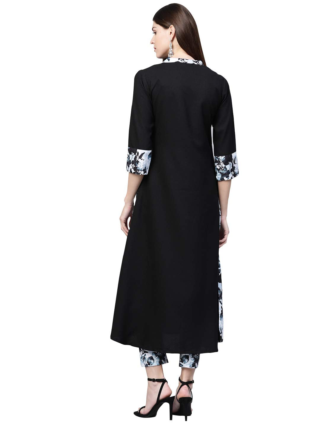 Ziyaa Women's Digital Print Flared Polyrayon Kurta With Pant