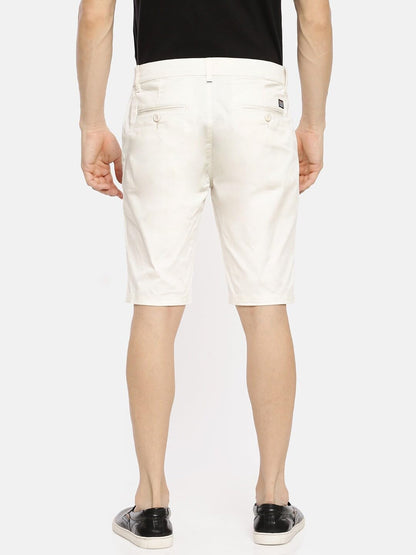 The Indian Garage Co Men Slim Fit Solid Mid-Rise Woven Shorts White