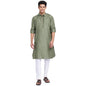 Fabindia Men Viscose Silk Woven Pathani Green_Xs