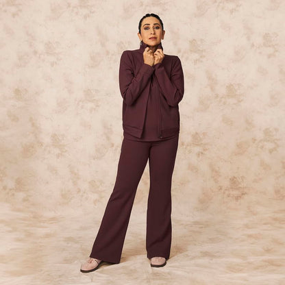 BlissClub Womens RibSupreme Flare Pants, Flared Silhouette, Concealed Zipper Pocket, High-Rise Waistband, Sculpting fit,Tall Var