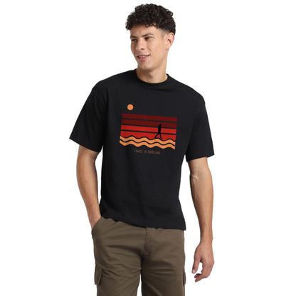 Nobero MenS Solid Oversized Fit T-Shirt (1M-Twrt-C1092_Black