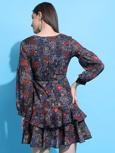 Ketch WomenS Polyester Wrap Mini Dress (Khj6000300_Multi Color