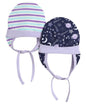 BUMZEE Navy & Lavender Baby Girls Ear Flap Tying Cap Pack of 2 Age - 0-3 Months (Peb8622B-nbl.lvd)
