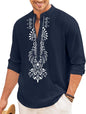 Finivo Fashion MenS Cotton Blend Short Kurta With Bold Printed Front Design | Full Sleeve Ethnic Casual Kurta With Mandarin Coll