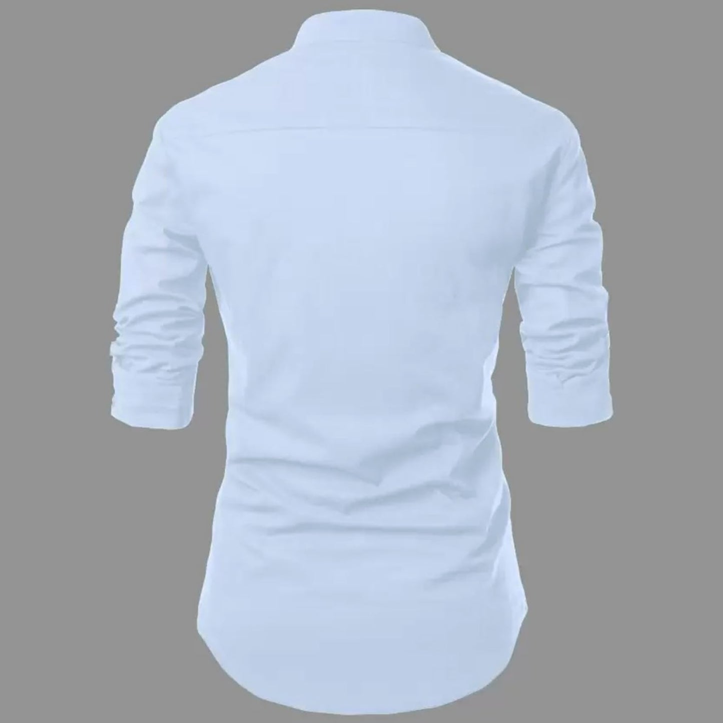 Deelmo MenS Regular Fit Solid Pattern Cotton Blend Kurta With Spread Collar Long Sleeve And Standard Length | Shirt For Man Sky