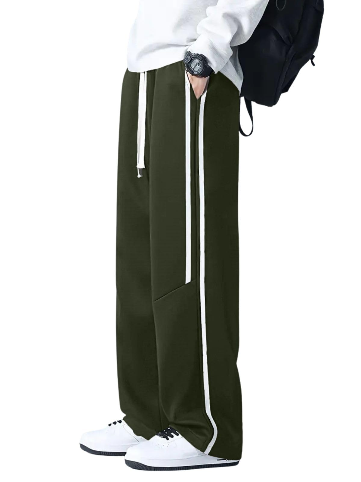 Greciilooks Men High Rise Casual Trousers Pants | Regular Trouser Loose Fit | Sports Stylish Treck Pant | Sweatpants | (Sports |