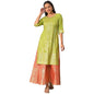 Aurelia Green Foil Hand Work Regular Kurta for Women