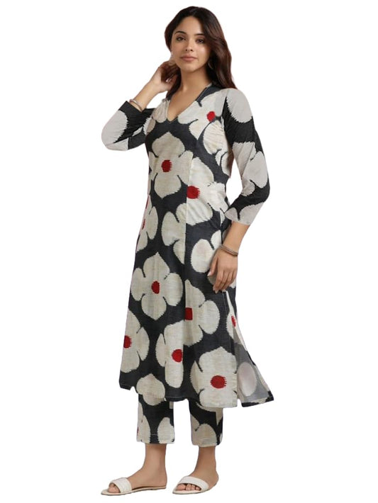 ANNI DESIGNER Cotton Blend Women Casual Kurta With Pant