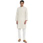 Fabindia Men Cotton Linen Printed Long Kurta Natural_S