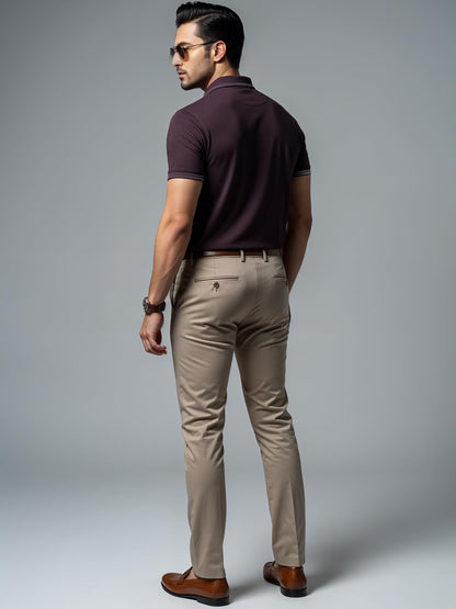 Mens Premium Cotton Polo T-Shirt | 220 GSM Soft Fabric | Casual Stylish Look | Contrast Collar Design Dark Liver Polo T Shirt |
