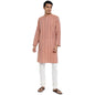 Fabindia Men Cotton Striped Long Kurta Orange_S