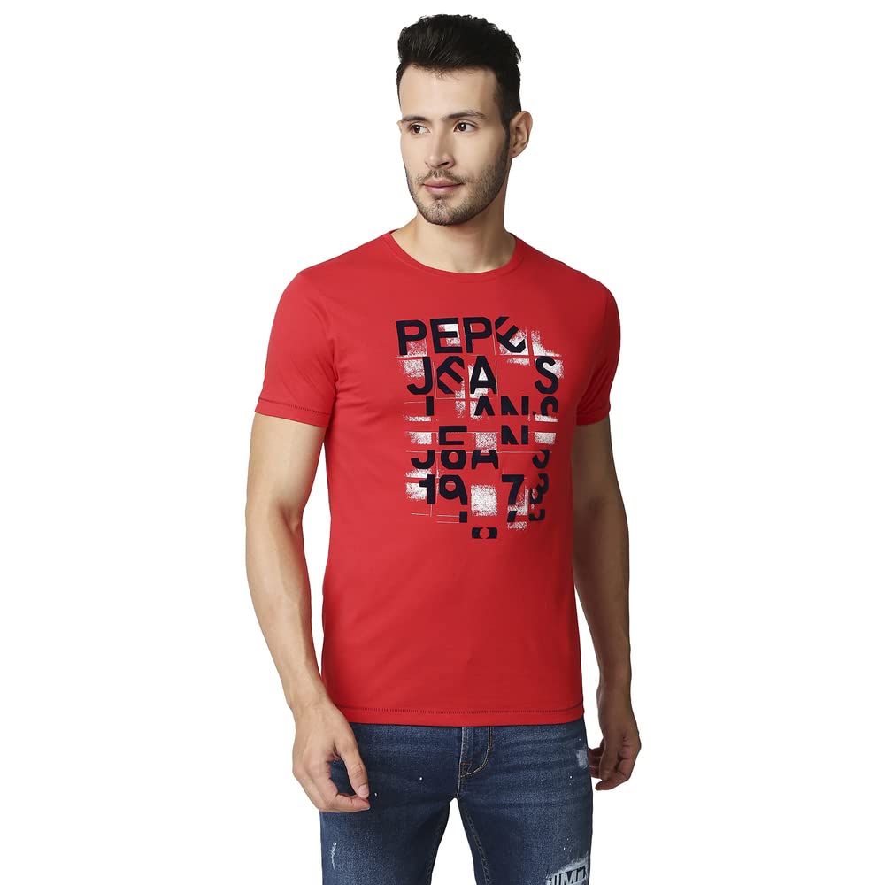 Pepe Jeans MenS Fitted T-Shirt (Pm508788_Classic Red 2Xl)