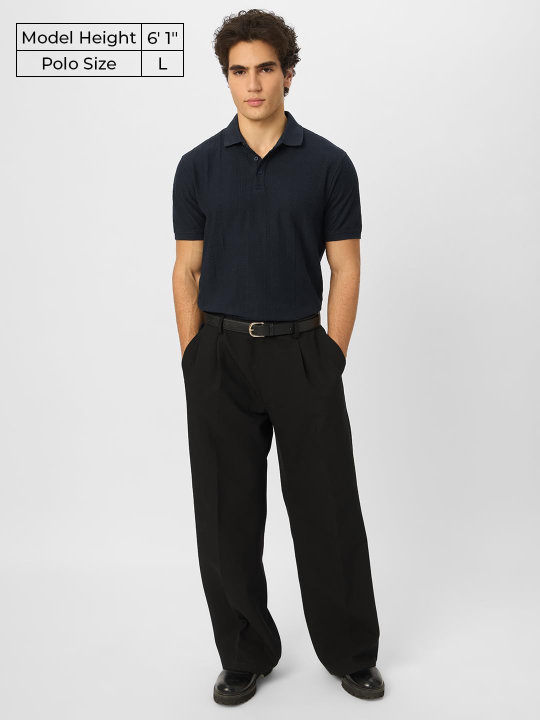 The Souled Store Official Textured Polo : Navy Men and Boys Short Sleeves Collared Neck Multicolor Printed Regular Fit Cotton Bl