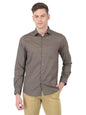 Turtle Men Cotton Brown Slim Fit Printed Shirts