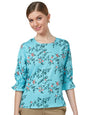 Style Quotient Women Blue And Multi Floral Printed Polyester Smart Casual Top