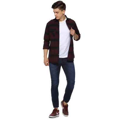 Campus Sutra Mens Blue Cinched Hem Denim Jeans for Casual Wear | Medium-Wash | Regular Fit | Drawstring Closure | Cotton Denim