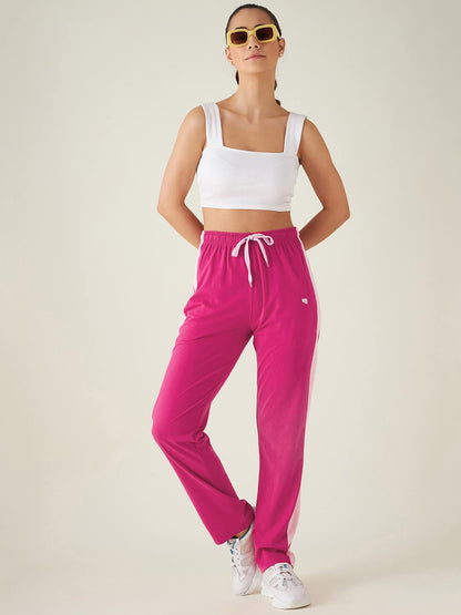 Modeve Striped Women Magenta Track Pant