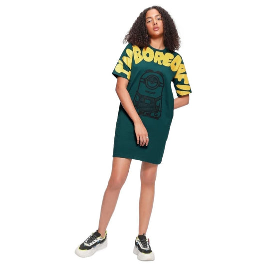 Bewakoof Official Minions Merchandise WomenS Typography Oversized Fit Half Sleeve Round Neck Cotton Dress