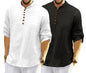 Royalscout MenS Cotton Polyester Blend Solid Regular Fit Full Sleeve Short Kurta | Ethnic, Lightweight Summer Kurta For Daily &