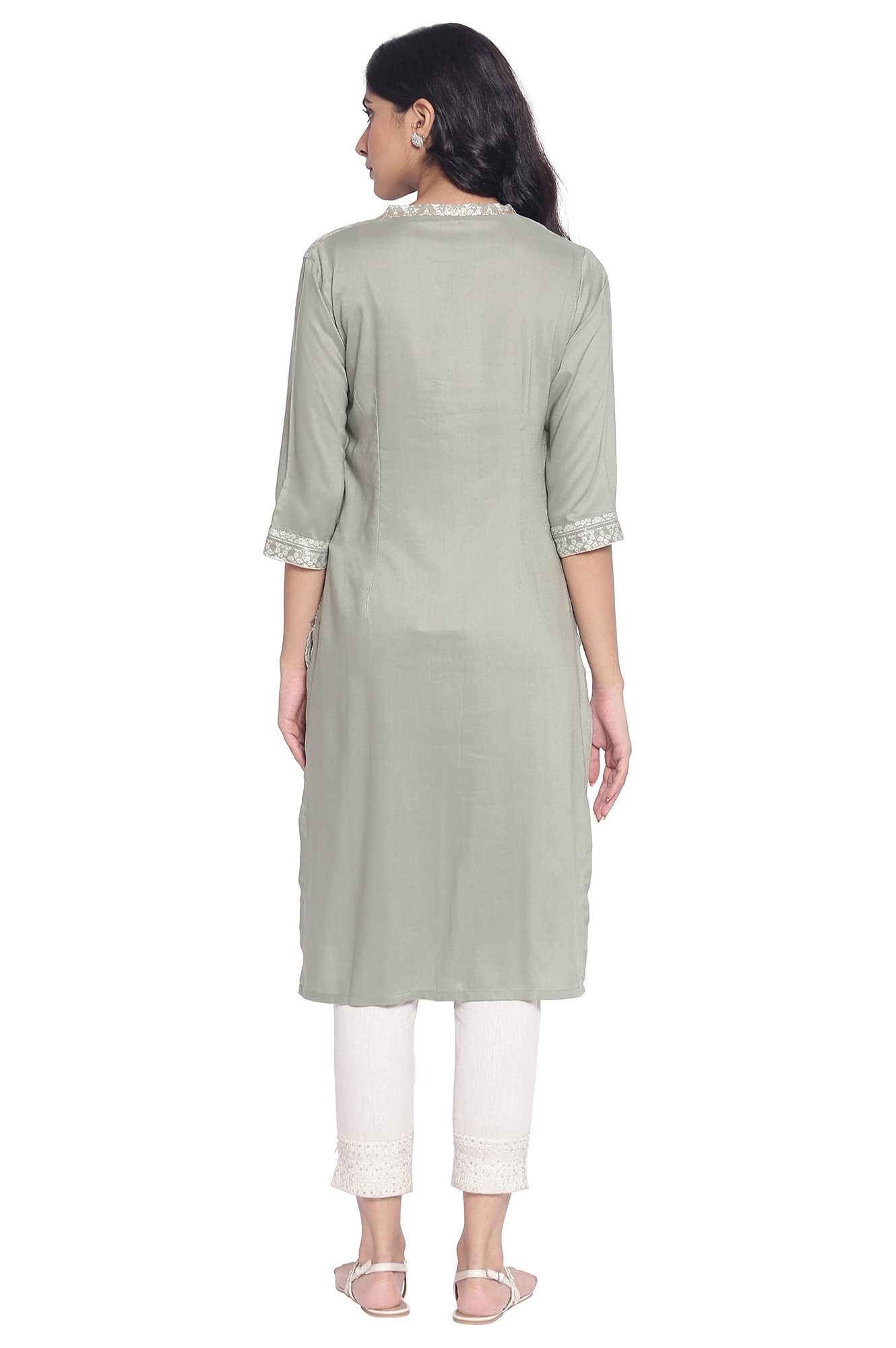 W for Woman Women's Viscose Straight Dobby Kurta