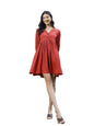 Stylum Womens Solid Italian Crepe Flared Dress Rust