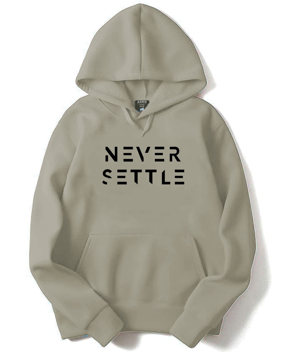 ADRO Men's Cotton Neck Hooded Sweatshirt (H22-M-SET-CH_Beige)