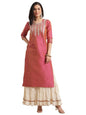 Varanga Women Pink Coral Gota Patti Kurta with Gota Embellished Sleeves  Kurta Set for Women, Dress for Women Stylish, Kurti Set
