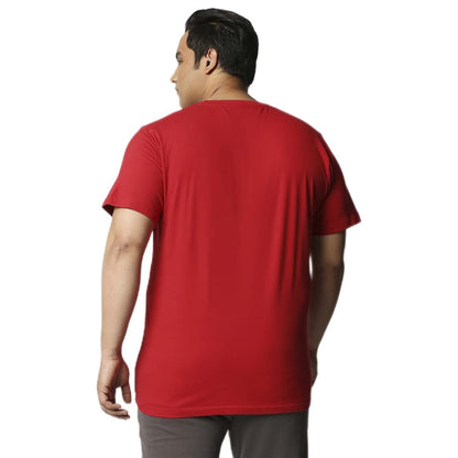 Bewakoof Mens Typography 100% Cotton Plus Size T-Shirt - Oversized Fit, Round Neck, Half Sleeves Red