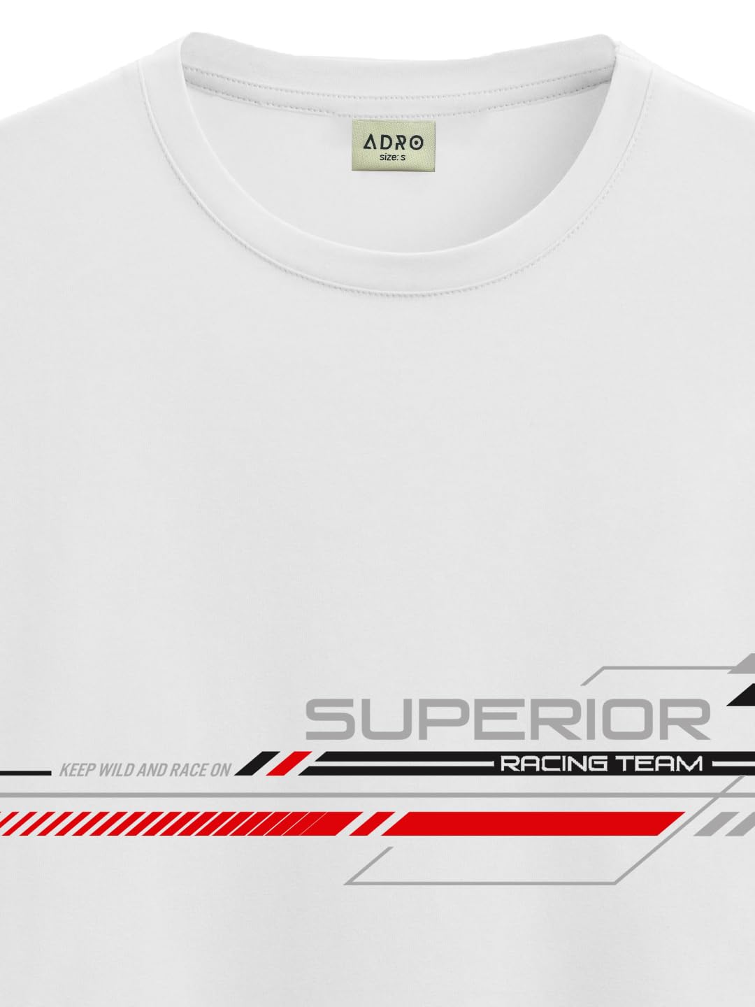 ADRO Men's Graphic Printed 100% Cotton T-Shirt - Regular Fit, Printed T-Shirts for Men (RN24-RAC-WH_White)