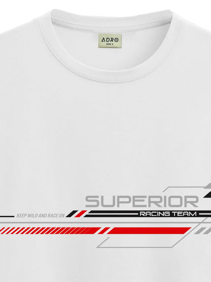 ADRO Men's Graphic Printed 100% Cotton T-Shirt - Regular Fit, Printed T-Shirts for Men (RN24-RAC-WH_White)