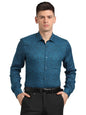 Turtle Men 100% Cotton Slim Fit Blue Printeds Party Shirt