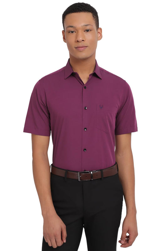 Allen Solly Men Slim Fit Solid Formal Half Sleeve Short Sleeve Shirt