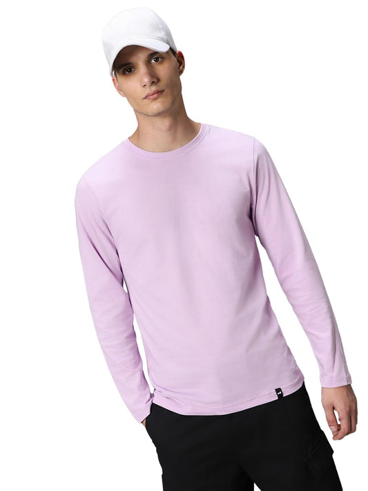 Bewakoof Mens Cotton Solid Regular Fit T-Shirt_584356_Purple_L