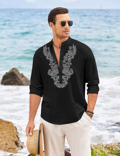 Finivo Fashion MenS Cotton Blend Short Kurta With Full Sleeves And Ethnic Neck Design | Casual Crinkle Texture Kurta With Mandar