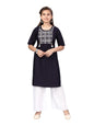 Aarika Girls Navy Blue-White Color Kurti Palazzo Set (Pl-H-6-Navy-Blue-White-32)